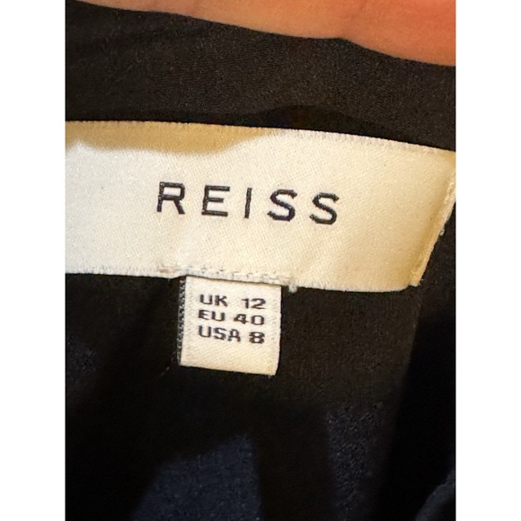 REISS Ania Jumpsuit size 8 navy long sleeve Blousen Double Layer Top - Picture 11 of 16